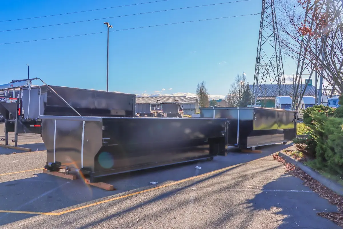Roll-off dumpster ready for waste disposal at job site for Yard Waste Dumpster Rental in Lexington